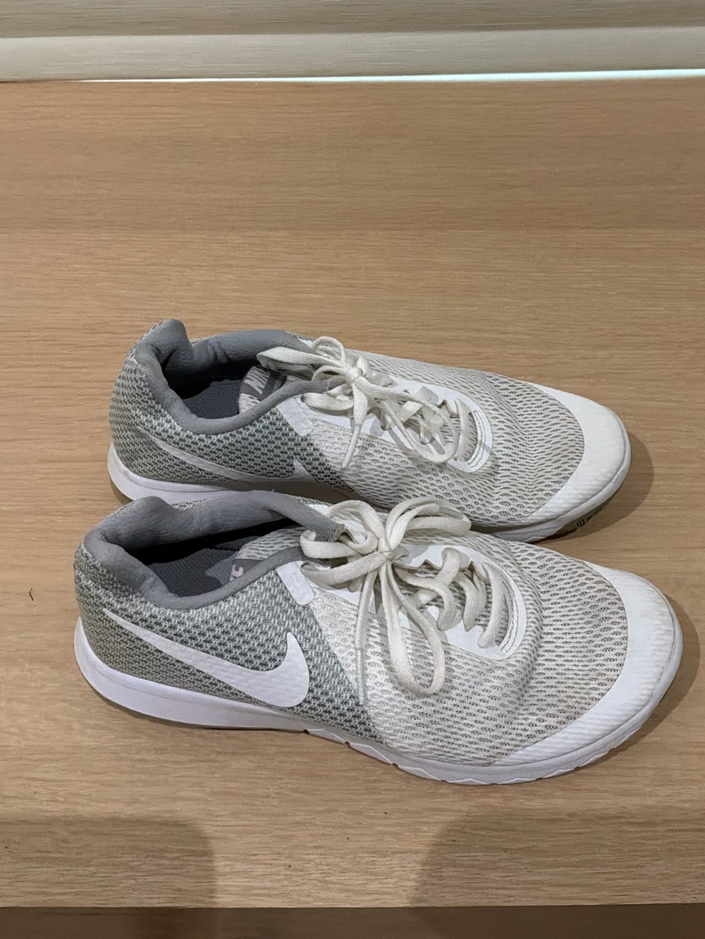 Nike White and Light Gray Mesh Training Sneakers